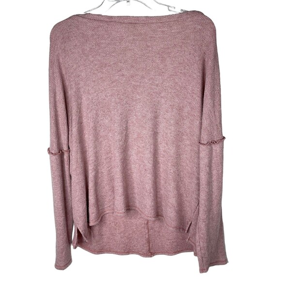 Bibi size L Slouchy Soft Oversized Sweater Reverse Seams Big Buttons Pink - Picture 2 of 5